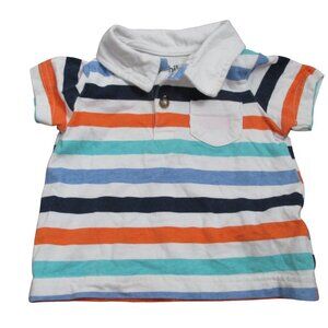 Child of Mine Polo‎ Shirt Infant Boys 3-6M White Striped Short Sleeve Collared